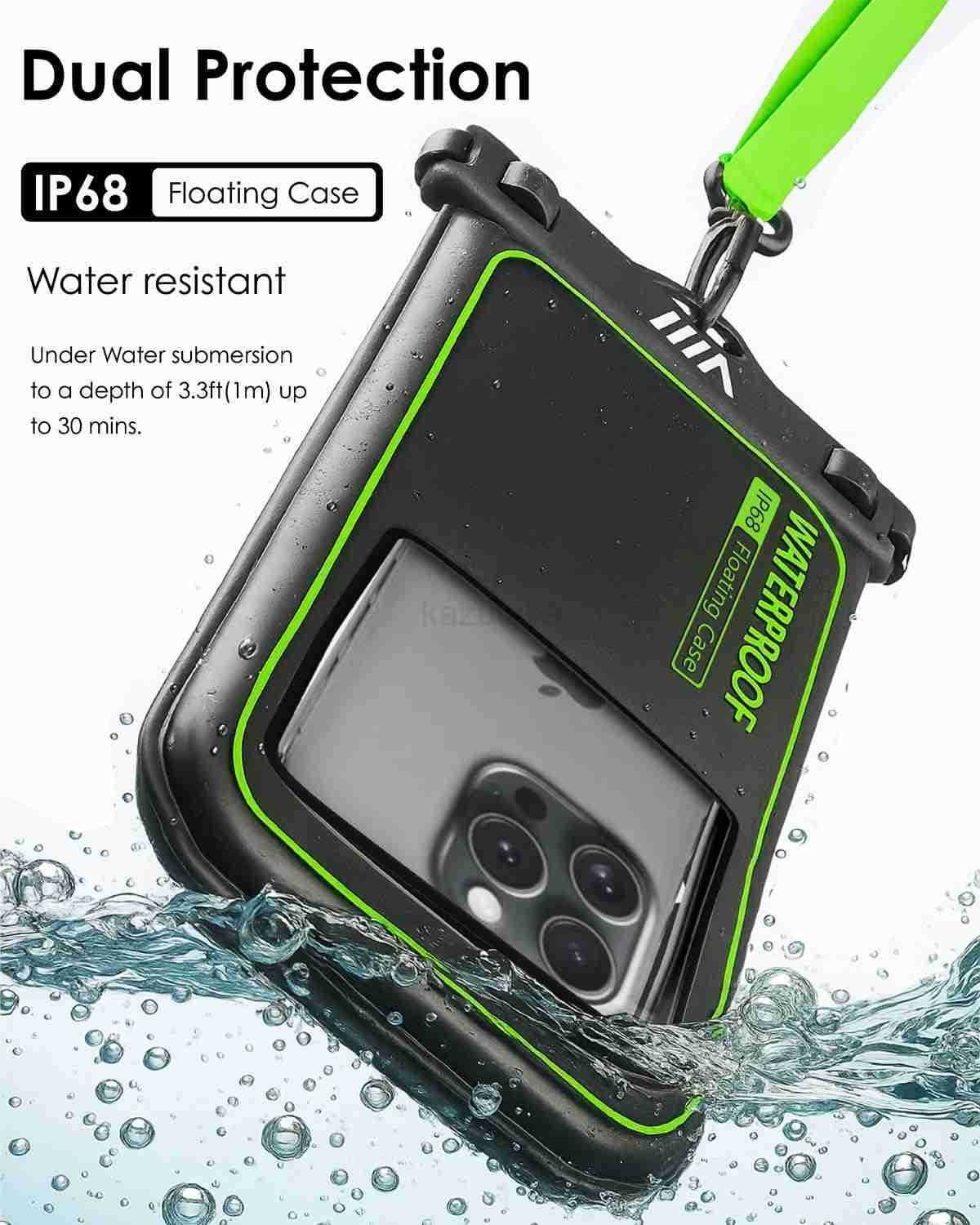 2025 Upgraded 2 Pack Black IP68 Waterproof Phone Pouch Floating Design No Sink Waterproof Phone Case Beach Pool Travel Essentials Works wAll Phones De