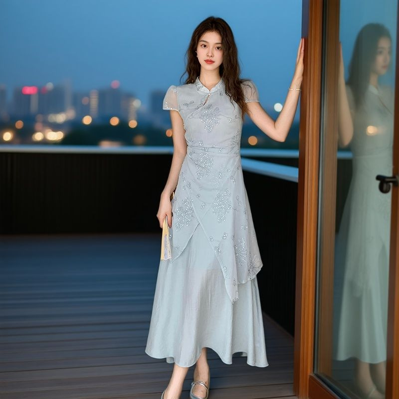 D154 Irregular Chinese Embroidery Dress for Women