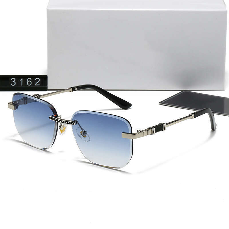 New Fashion Rimless for Men and Women Trendy Curved Surface Sunglasses UV Protection 3162