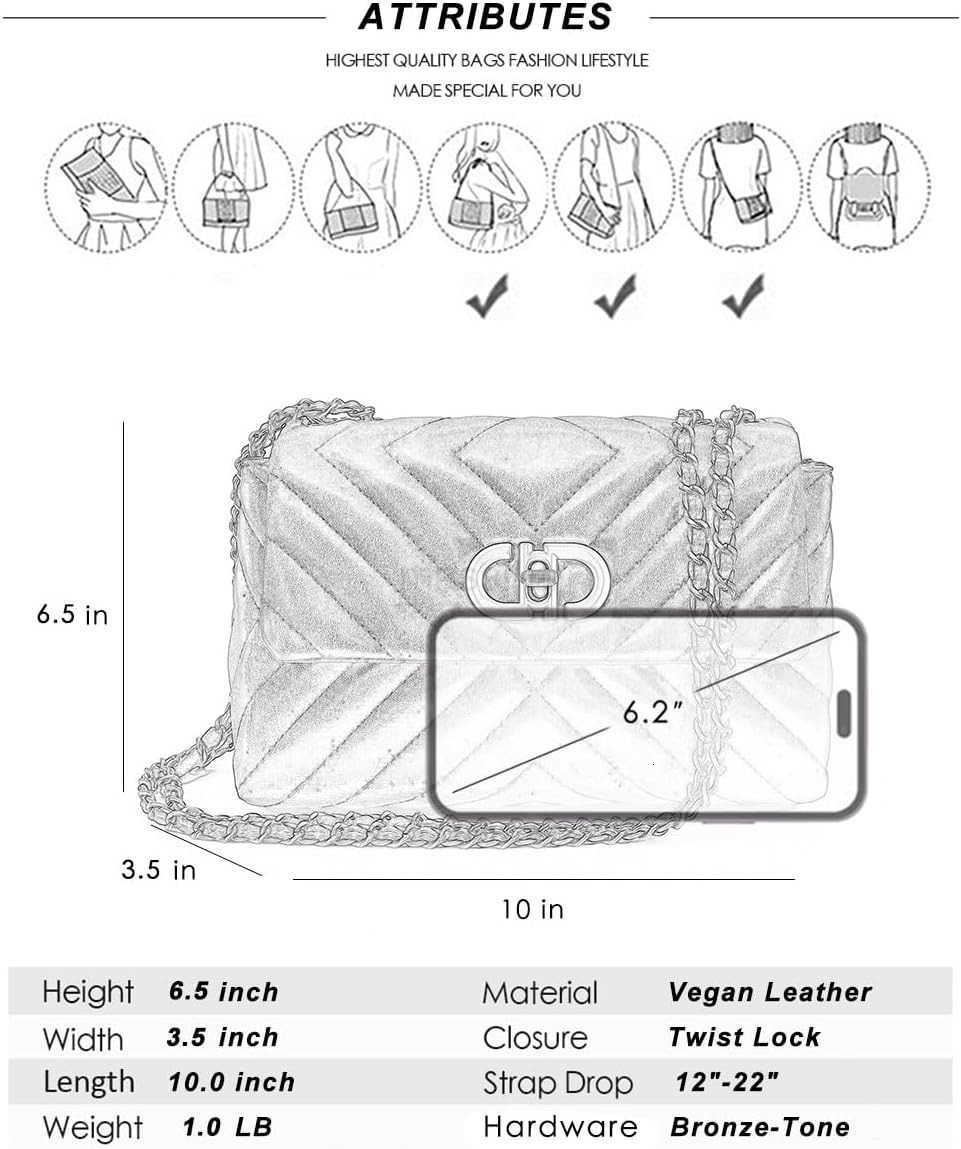 Small Quilted Crossbody Bag for Women Trendy Designer Shoulder Purse and Handbags with Chain Strap M250910