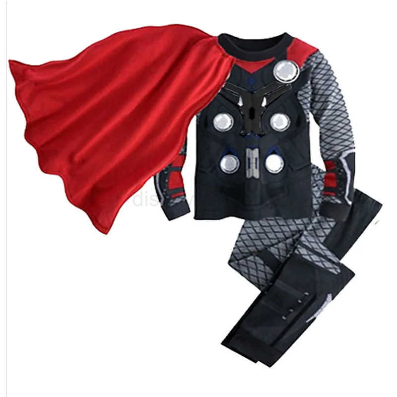 Disney Boys Superhero Cosplay Pajama Set Avengers Spiderman Iron Man Nightwear Pyjamas Long Sleeve Top Pants Homewear Christmas OutfitsXJ250910