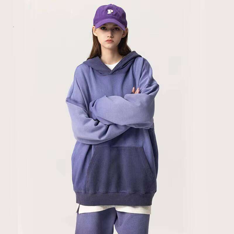 High-Quality Washed Sun-Faded Acid-Washed Unisex French Terry Hoodie with Logo Embroidery