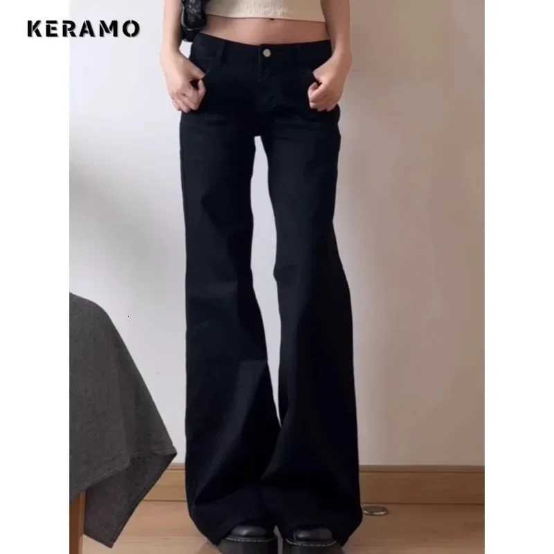 Normcore Y2K Baggy Black Denim Trouser Washed Vintage Casual Minimalist Pants Grunge High Waist Solid Color Street Retro Jeans Z250910