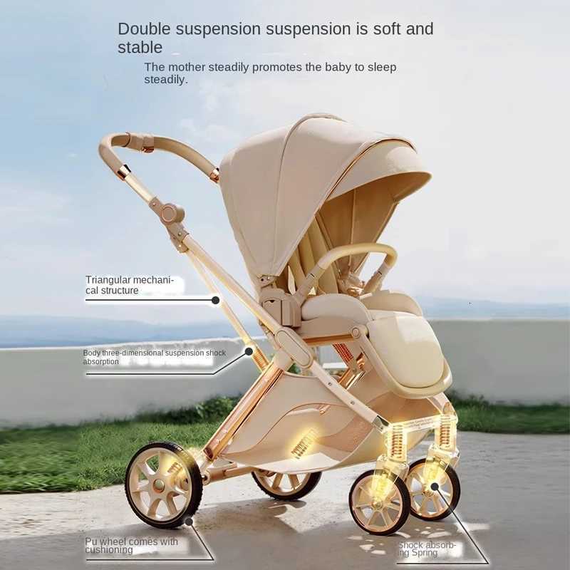 Baby carrige can sit or lie down Lightweight Folding Newborn Baby High Landscape Stroller Twoway Push Anti Vibration Wheels W250910