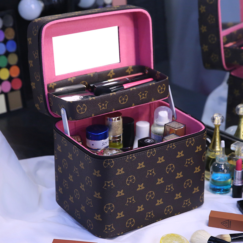 Free shipping designer bag Makeup bag for women portable large capacity new high-end cosmetics storage box with mirror