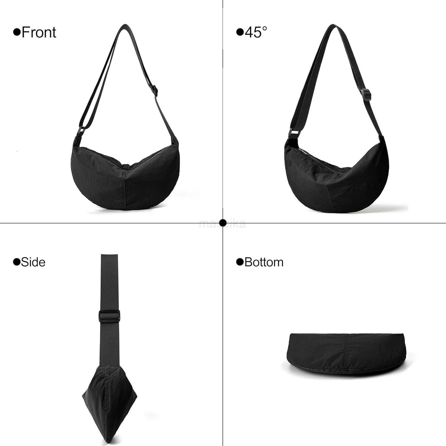 Nylon Crossbody Bag For Women Men Casual Lightweight Crescent Shoulder Hobo Purse With Wide Adjustable Strap M250910