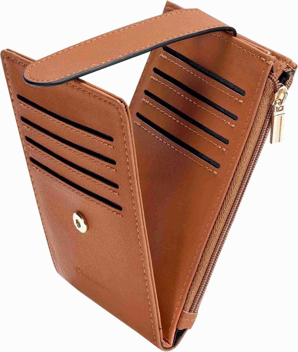 Womens RFID Slim Card Holder Wallet Thin Bifold with MultiCard Case Zipper Coin Pocket Purse Deep PurpleZ250910