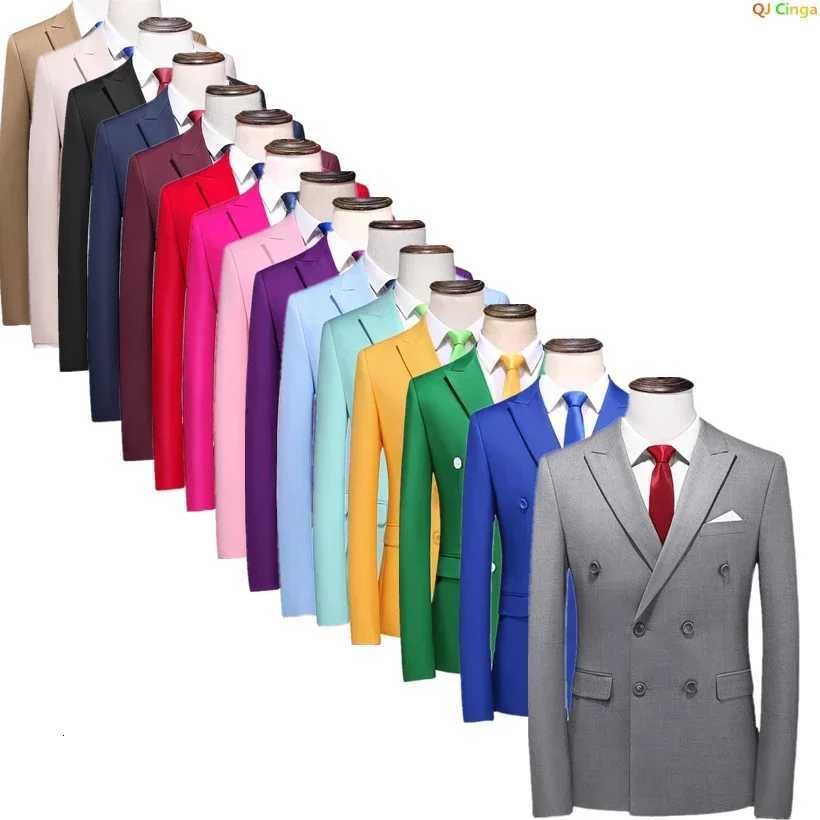 Gray Doublebreasted Men Suit Jacket BusinessOffice Coat 6 Colors Available Asian Size Fit Slim Silhouette Blazers M6XL W250910
