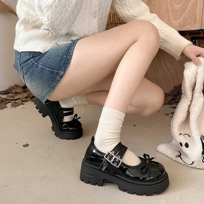 Ladies Shoes 2025 Brand Mary Janes Womens High Heels New Dress Pumps Women Bow Tie Round Toe Buckle Strap Med Heel Shoes Women W250910