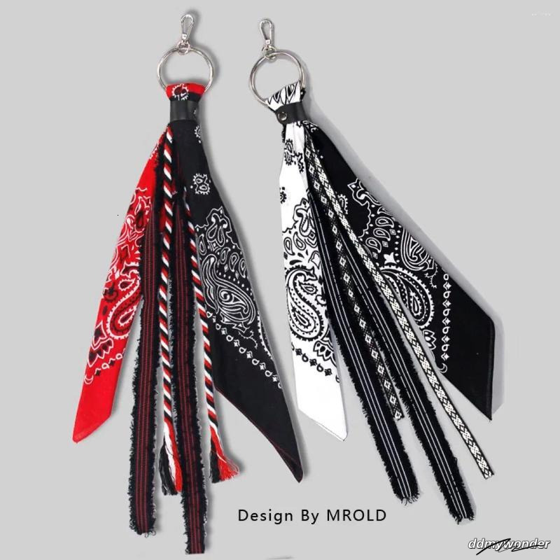 Trendy Keychain With Paisley Bandana Ribbon - Hip Hop Streetwear Style For Jeans And Pants