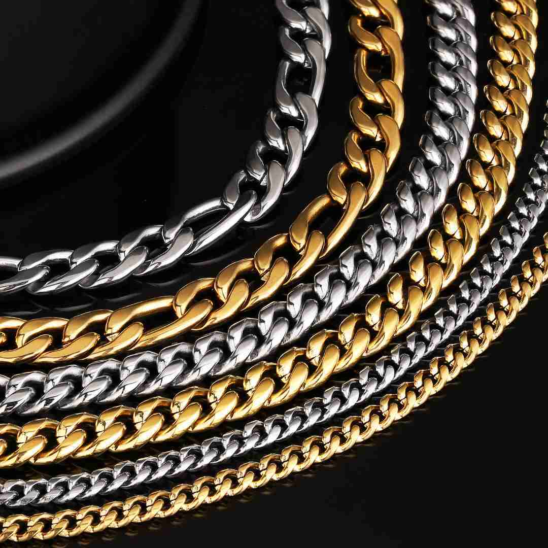 KRKC Customize Mens Stainless Steel Jewelry 3mm 20inch Rope Chain Ball Cable Franco 18K Gold Silver Chain Necklace Wholesale
