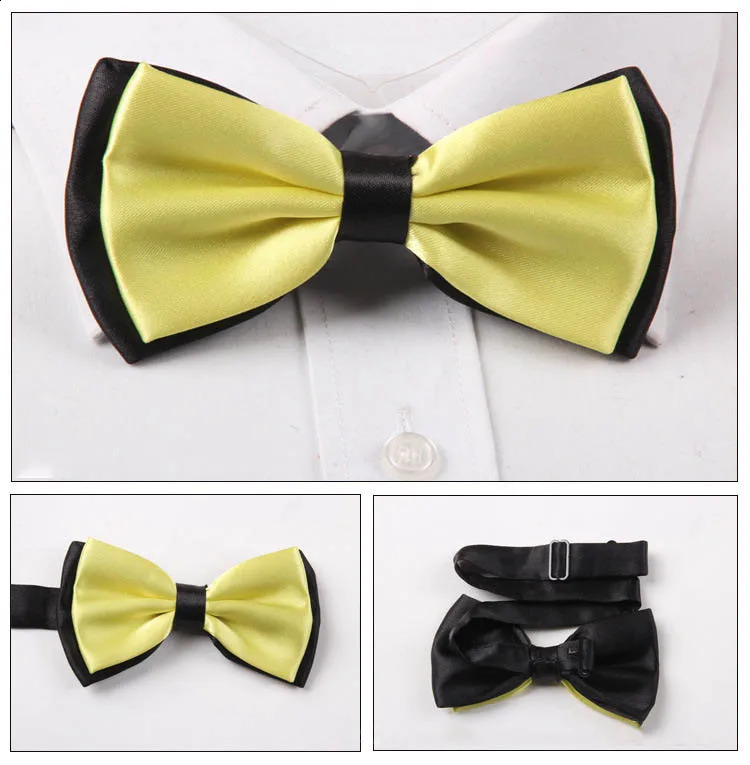 Adult Bowtie Classic Man Fashion Wedding Party Formal Satin gift Silk Multicolor Adjust Neck Bow tie style ClipOn 250909