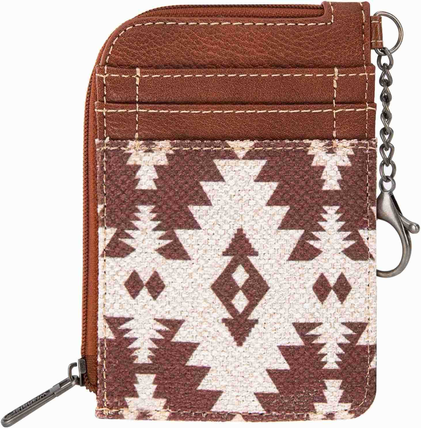 Card Wallet for Women Boho Aztec CARD Holder with Zipper PocketZ250910