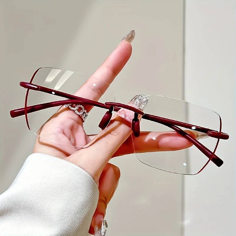 Elegant Frameless Oversized Square for Unisex Anti-Fatigue, High-Quality PC Material,Comfortable Reading Glasses ddmythur