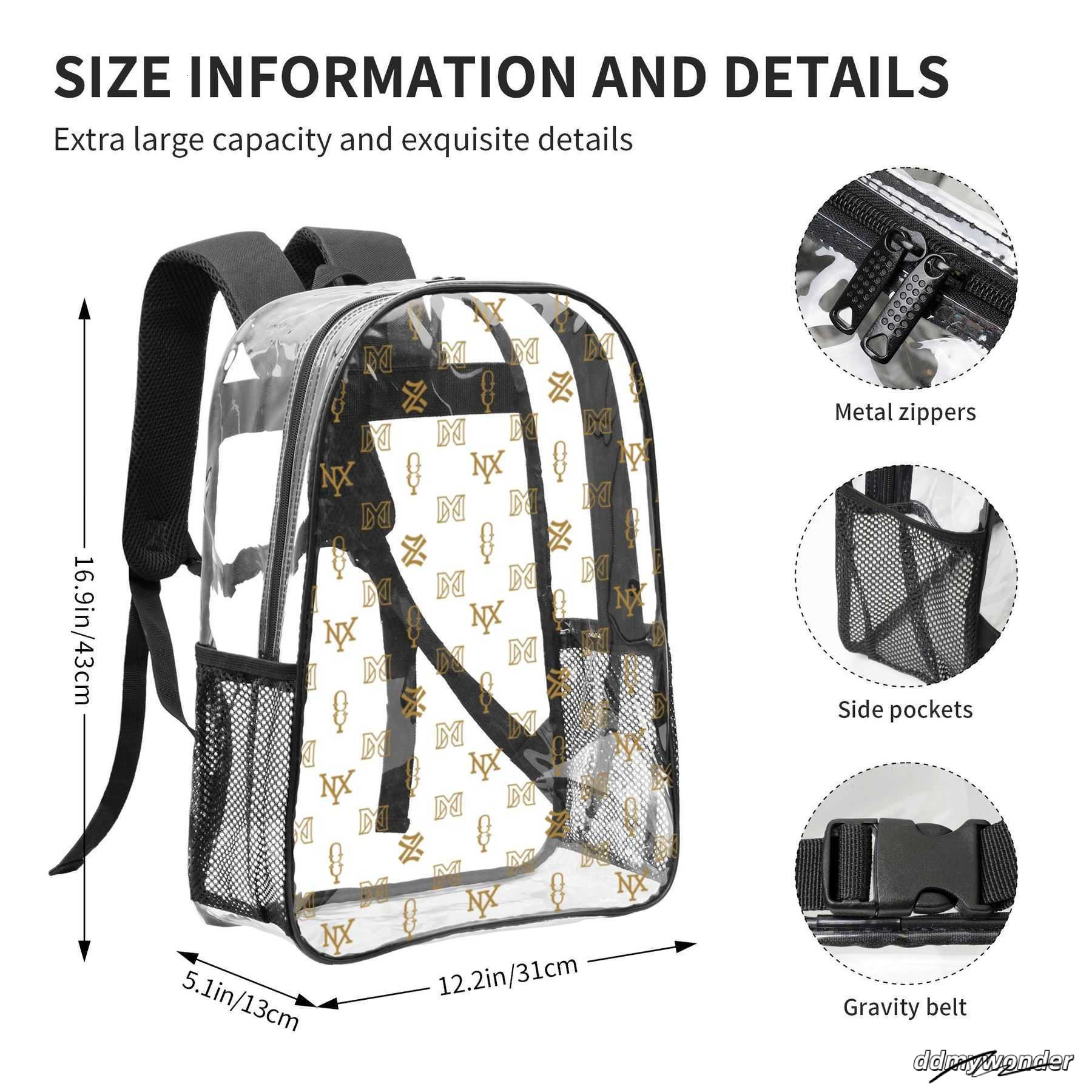 Transparent Pvc Backpack Bagpack Mens Designer Back Pack Large Laptop Backpacks Women Print School Bookbag 250220 ddmywonder ddmywonder ddmywonder ddm