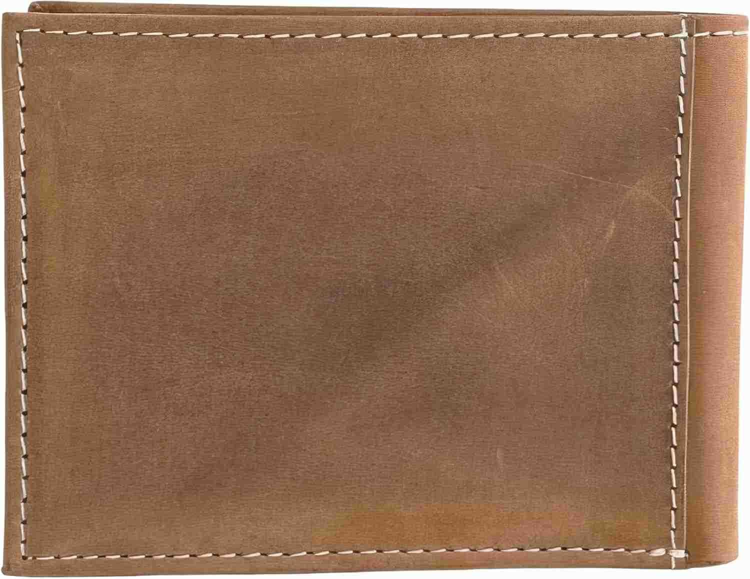 Mens Genuine Leather Bifold Wallet USA Flag Patch Medium Brown 312 x 414Z250910