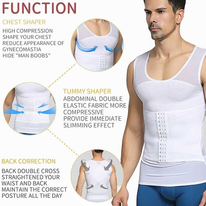 Mens Slimming Shaper Posture Vest Abdomen Reducing Gynecomastia Compression Body Modeling Shapewear Chest Tummy Shirt Corset W250910