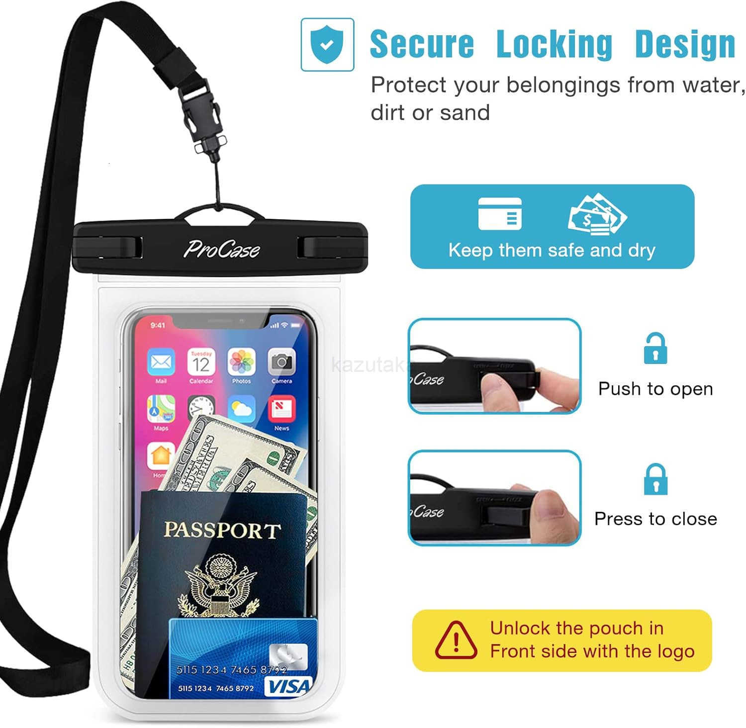 2 Pack Waterproof Phone Pouch Case 7 Universal Underwater Cellphone Dry Bag for iPhone 16 15 14 13 Pro Plus Max 12 11 S24 S23 S22 Ultra Pixel Clear Z2