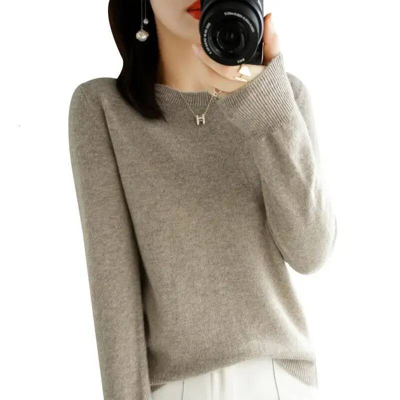 2025 Women Spring Autumn Long Sleeve O-neck Pullovers Warm Bottoming Shirts Korean Fashion Sweater Knitwear Soft Jumpers dongdumaoyi