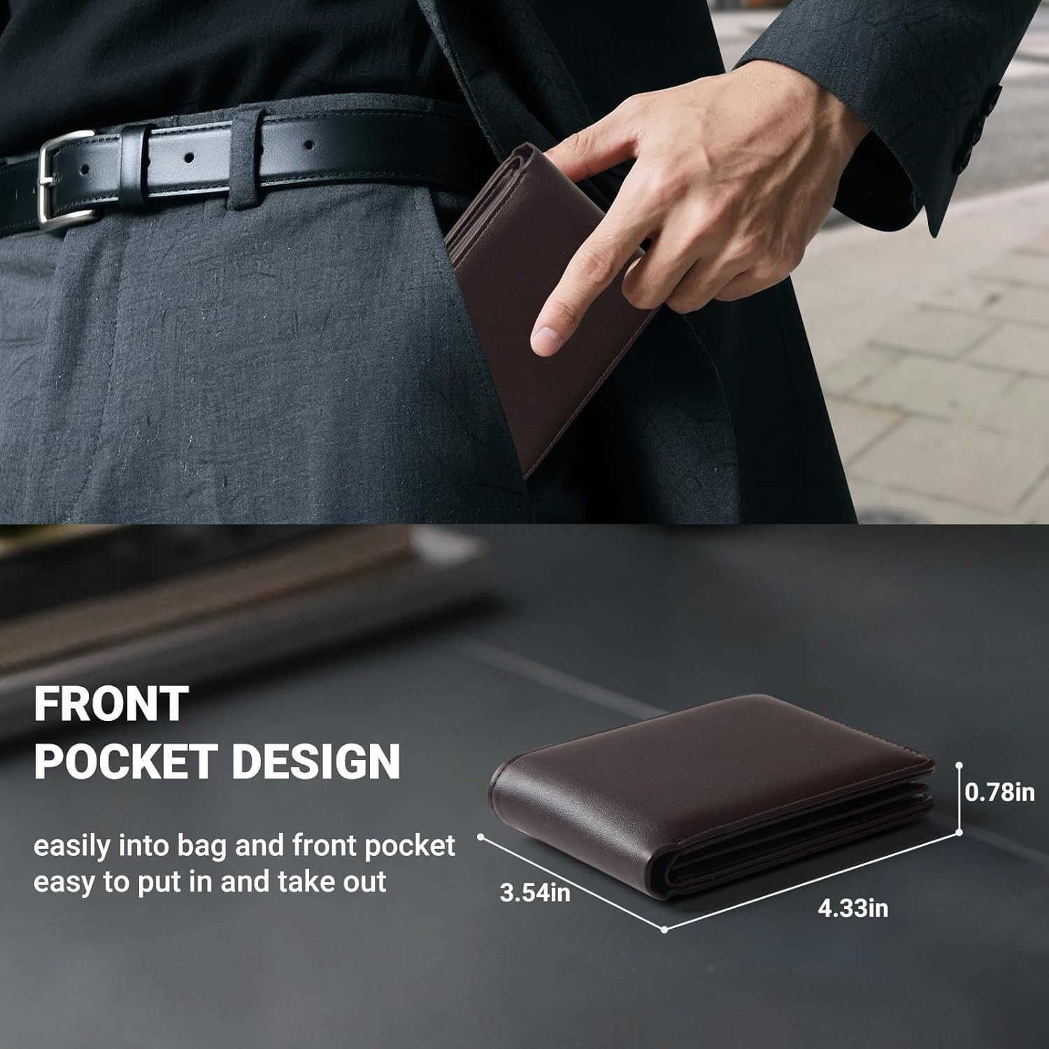Wallet For Men RFID Blocking Coffee Wallets Bifold Faux Leather Card Holder Front Pocket Mens Accessories With Gift BoxZ250910