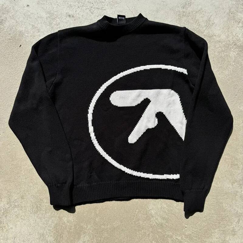 Men's Sweater Aphex Twin Knit Winter Oversized Vintage Long Sleeve Tops Jumper Pullover Y2k Streetwear Graphic Fashion Clothing dongdumaoyi
