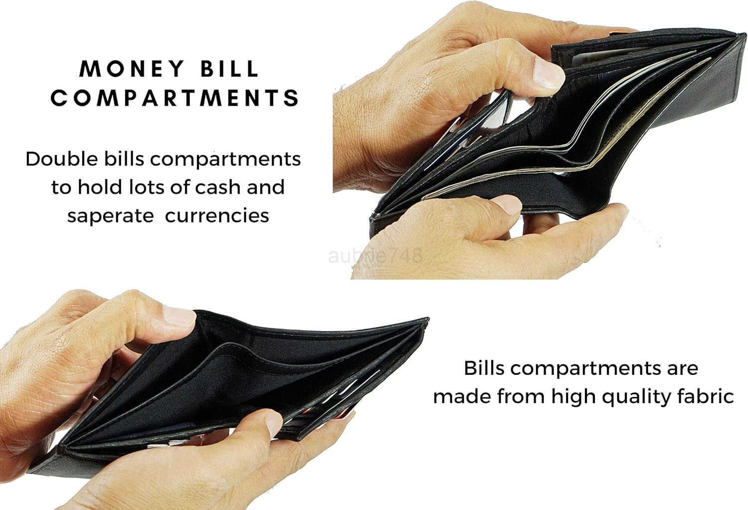 Genuine Nappa Cow Leather Thick Dual CARD ID Flap Quad Fold Large Bifold Mens Wallet Passcase RFIDZ250910