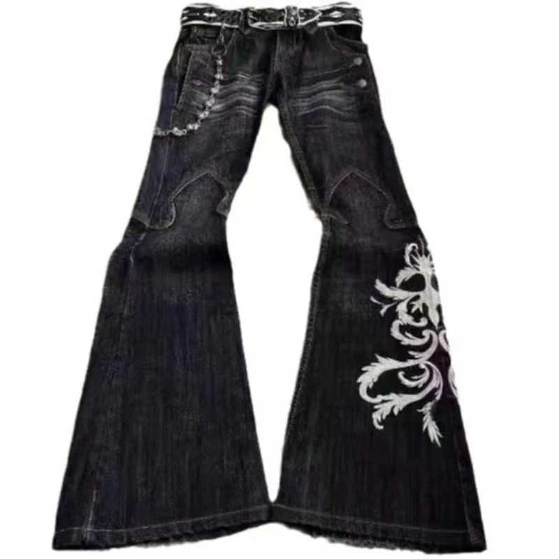 New High Waist Harajuku Loose Embroidered Women Jeans with Rock Punk Style Y2K Micro La Retro Wide Leg Pants Z250910