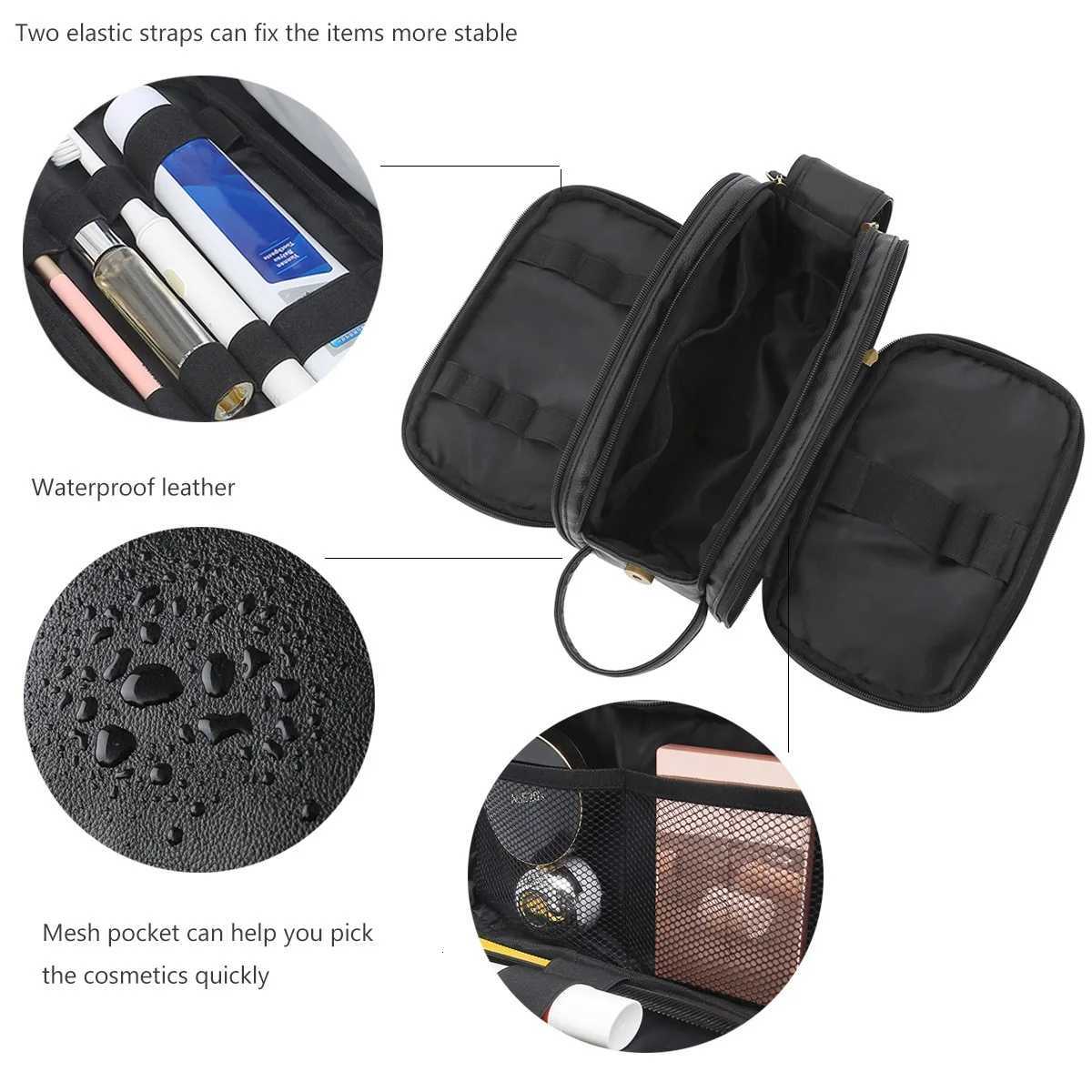 1Pc Travel Toiletry Bag for MenLarge Shaving Dopp Kit Waterresistant Bathroom Toiletries Organizer PU Leather Cosmetic BagsXJ250910