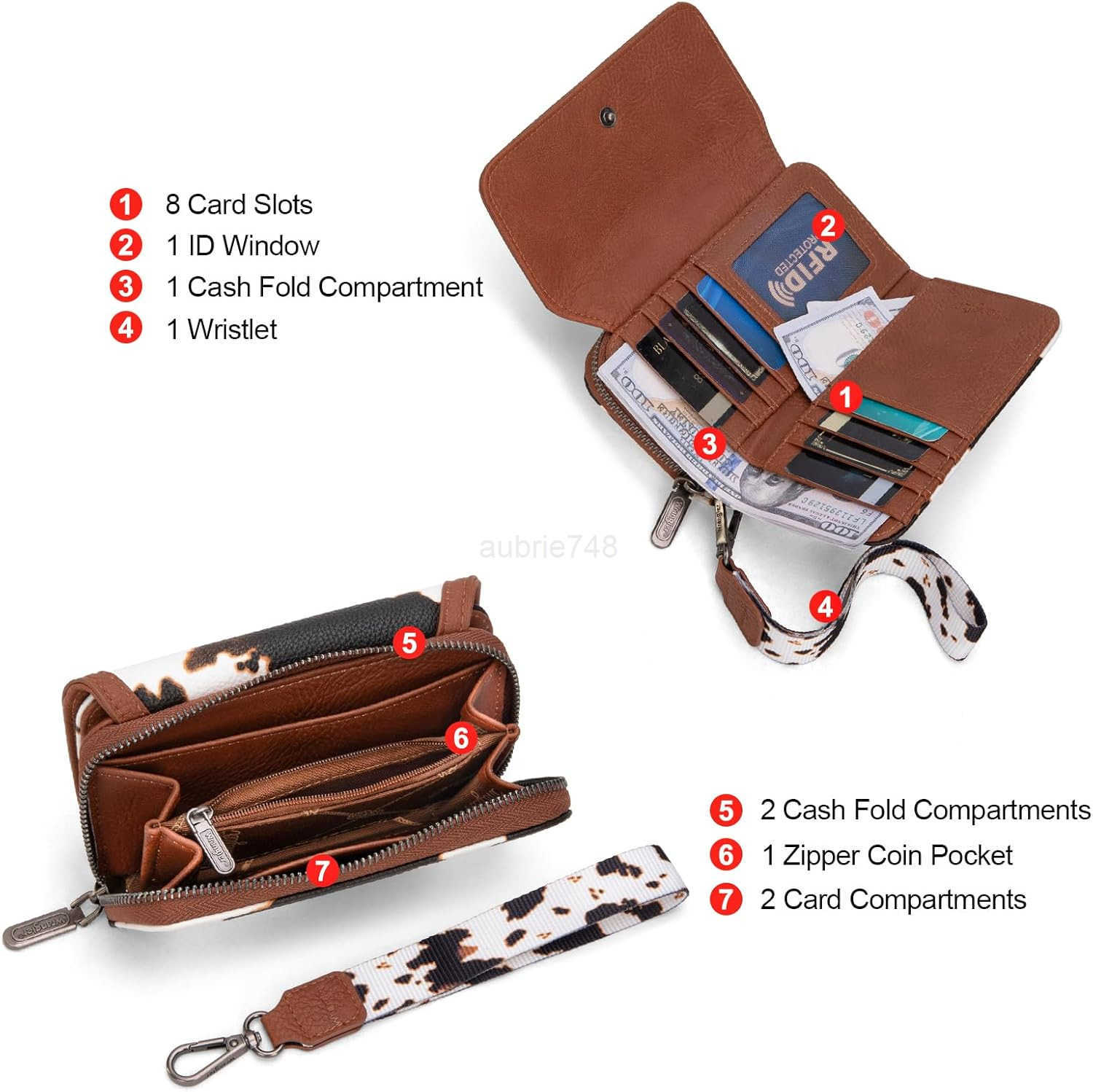 Wallet for Women Minimalist Clutch Wristlet Purse RFID Blocking CARD HolderZ250910