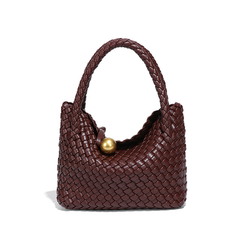 Spring and Summer New French Style Women's High-Quality Texture Pure Handmade Woven Handheld Basket Bag