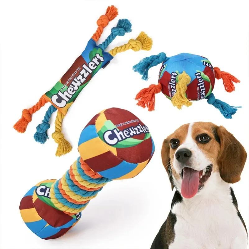 Puppy Dogs Toys Puppy Colorful Cotton Chew Rope Knot Toy Durable Dog Cleaning Teeth Braided Bone Rope Pet