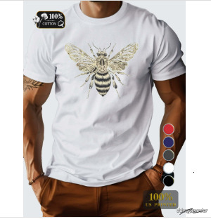 Fashion Luxurious Bee Lace Wings Men's T-Shirt Version Ddmy