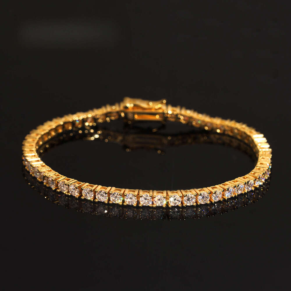 USA Warehouse Local Stock 3mm Solid Sier Hip Hop Iced Out GRA Moissanite Dia Sparkling Tennis Bracelet