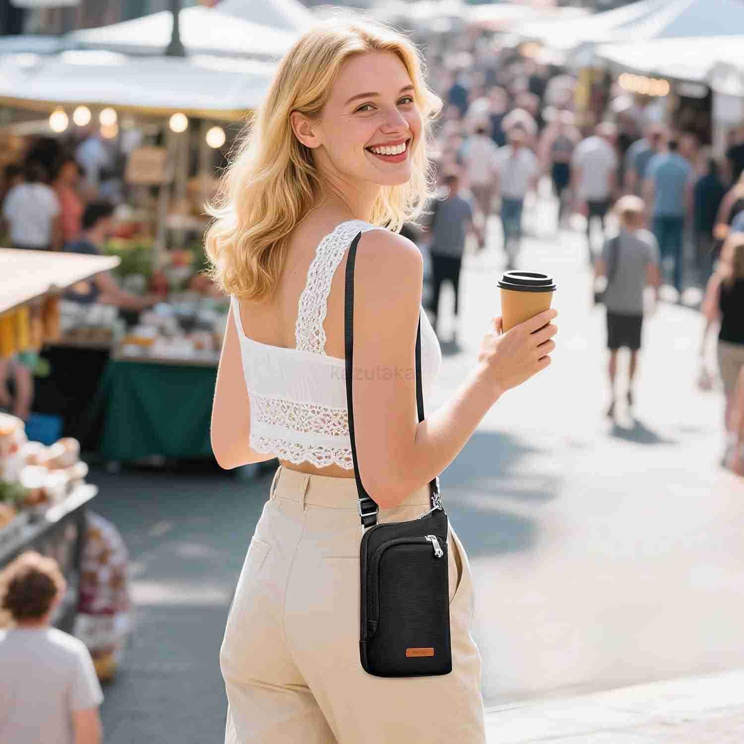 Women Crossbody Bag Nylon Cell Phone Purses Wallet Travel Pouch Shoulder Strap with Anti Theft Locking Zipper Z250910