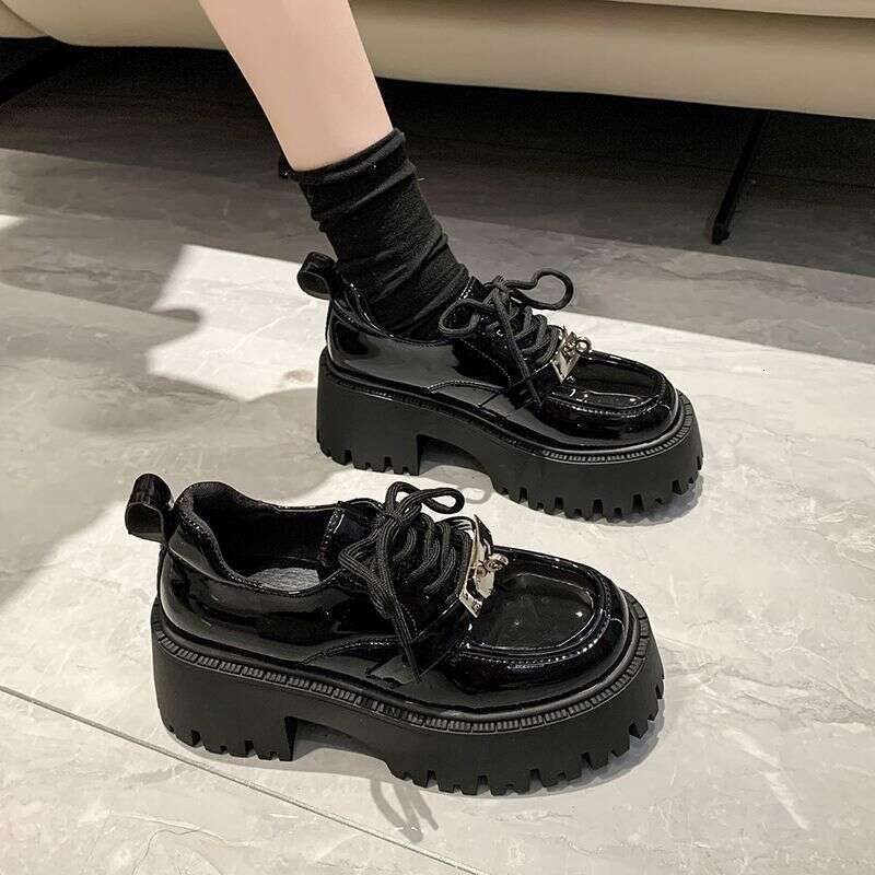 Black Mary Jane Small Leather Shoes for Women Designer Shoe 2025 Summer New Fashion Non-Slip Loafers with Chunky Heels