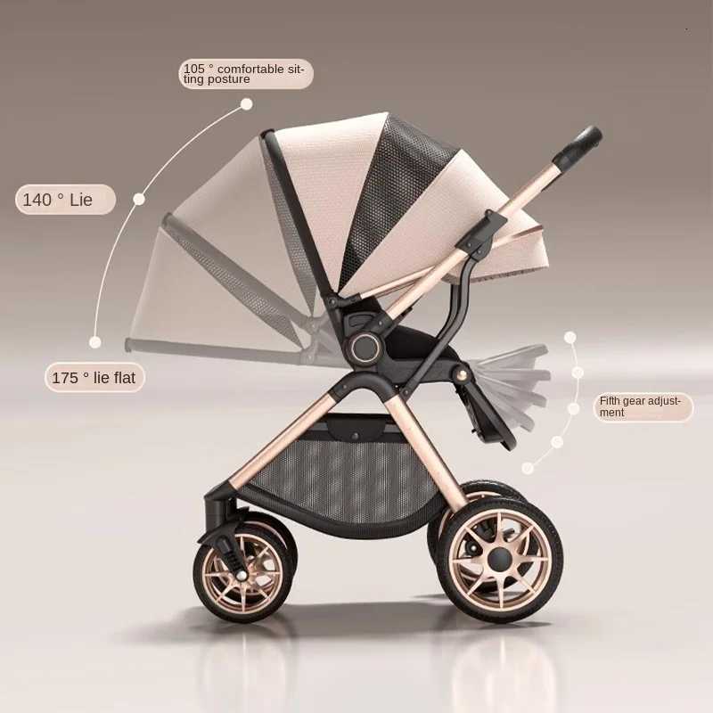 Baby Stroller Can Sit or Lie Down High Landscape Lightweight Carrying Boarding Foldable Twoway Threespeed Adjustable Stroller W250910