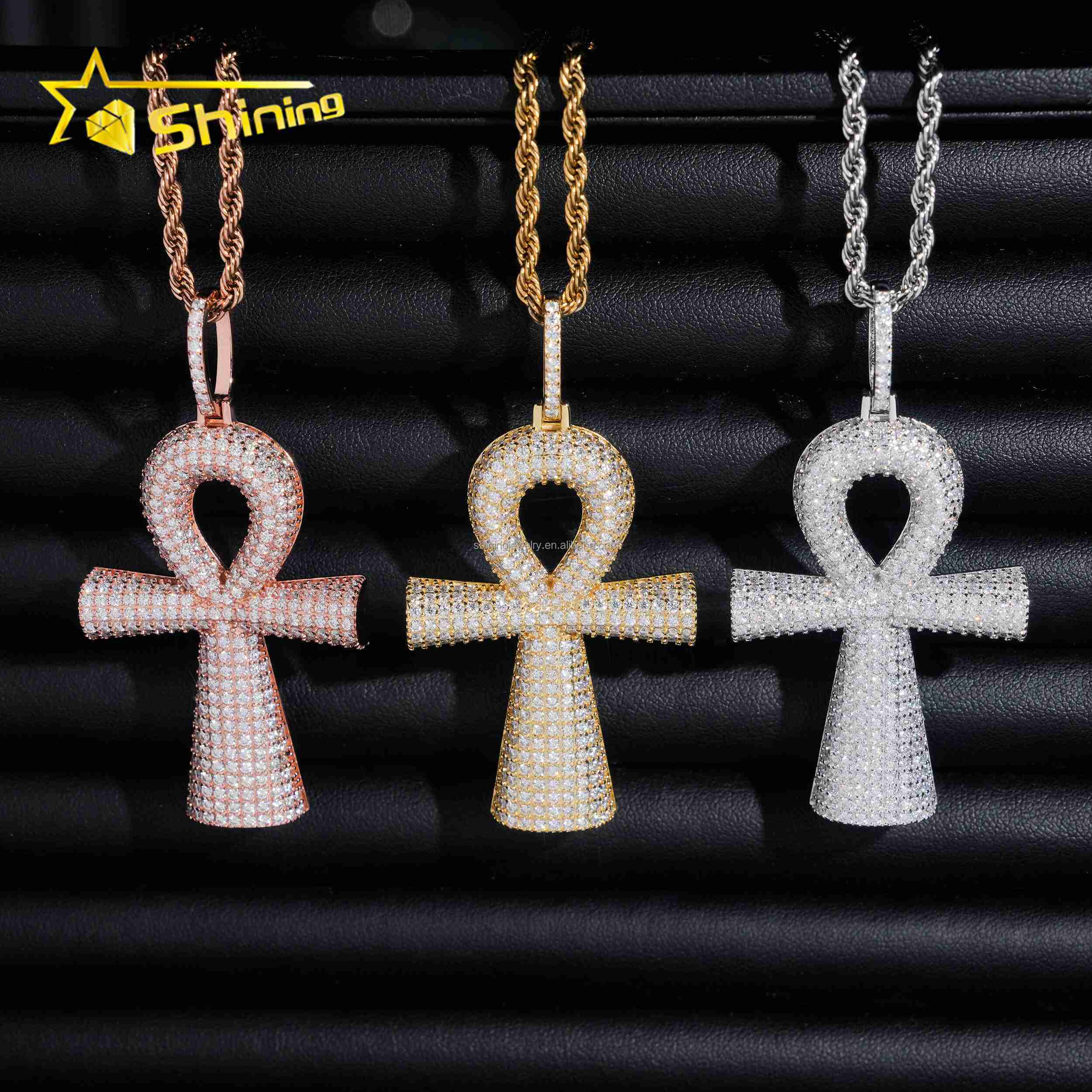 Bulk Stock New Design Hot Sale Hip Hop Stylish GRA Certificate VVS1 Moissanite Diamond S925 Silver Iced Out Man Cross Pendant