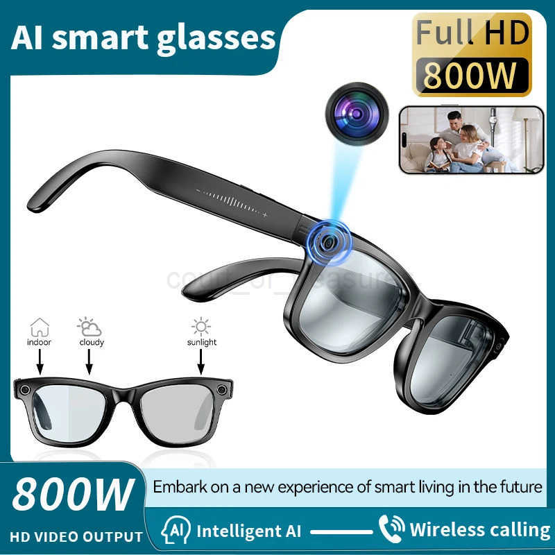 2025 New 8MP Camera Glasses Men ColorChanging AI Smart BT Glasses Photo Video Recording Waterproof Call Smart Sunglasses M250910