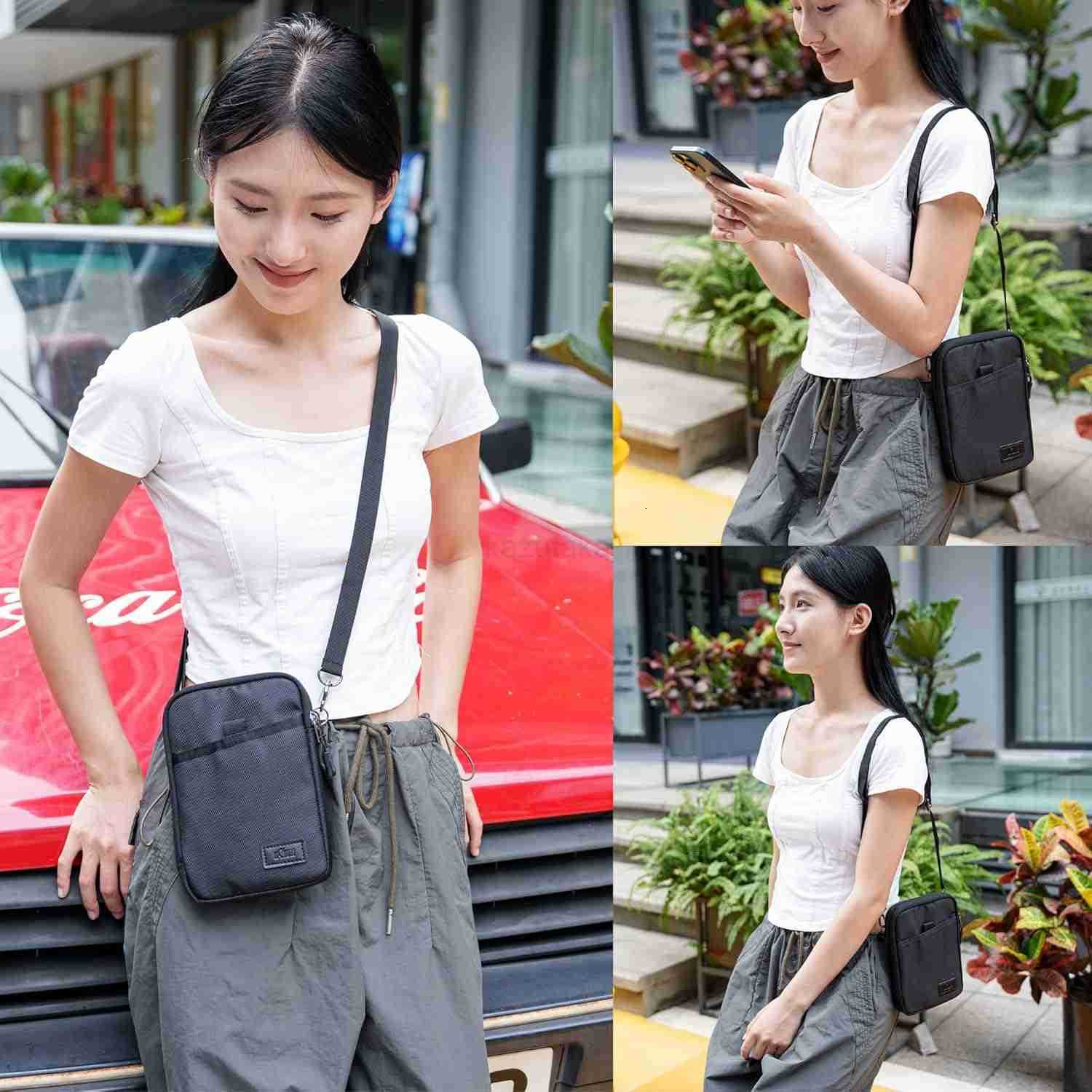 Travel Cell Phone Pouch Belt Pouch Dual Phone Holster Crossbody Bag with Shoulder Strap for iPhone 16 15 14 Pro Max Case Holder with Neck Lanyard Smar