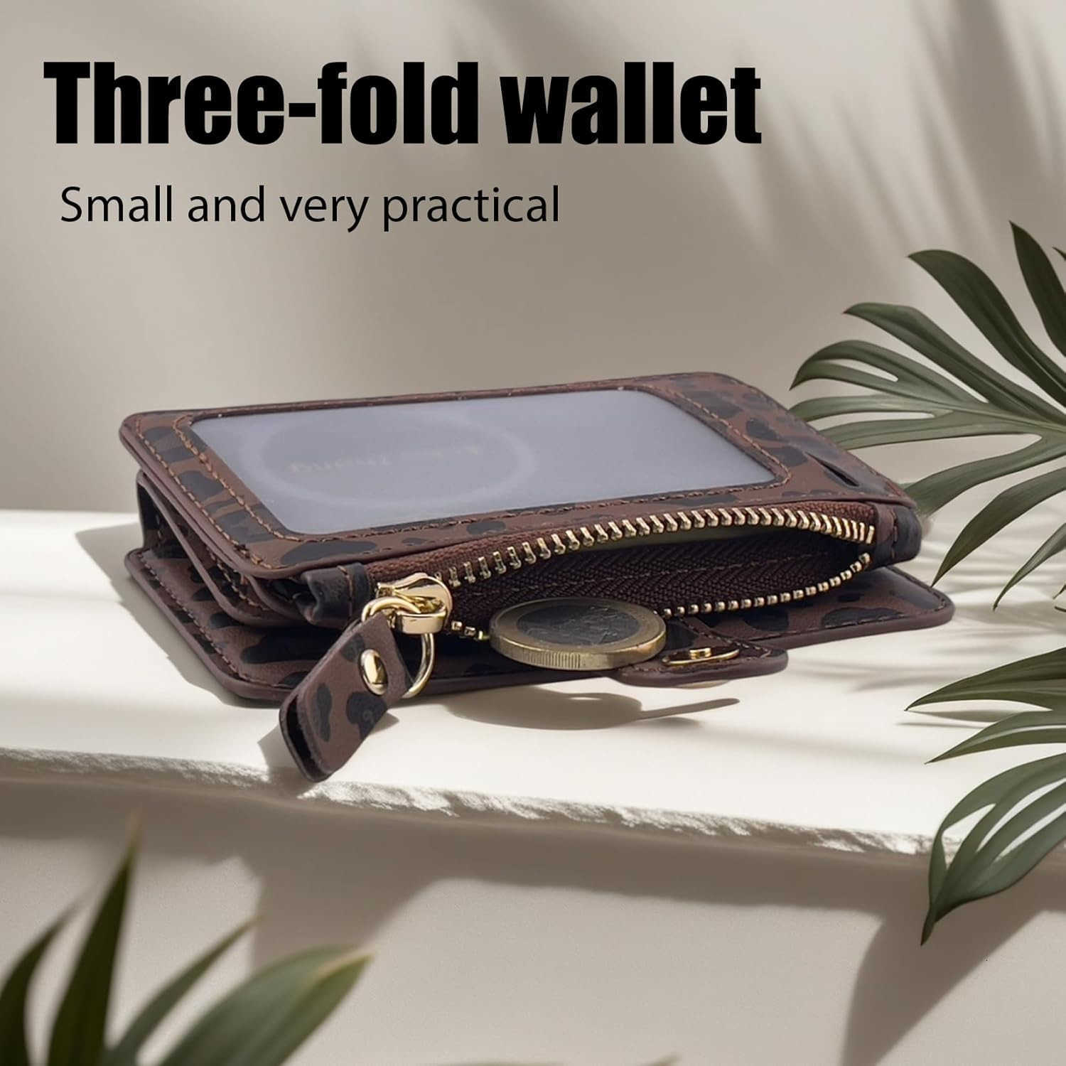 Keychain wallet Rfid Blocking CARD Holder Leather Zipper Card Case for WomenZ250911