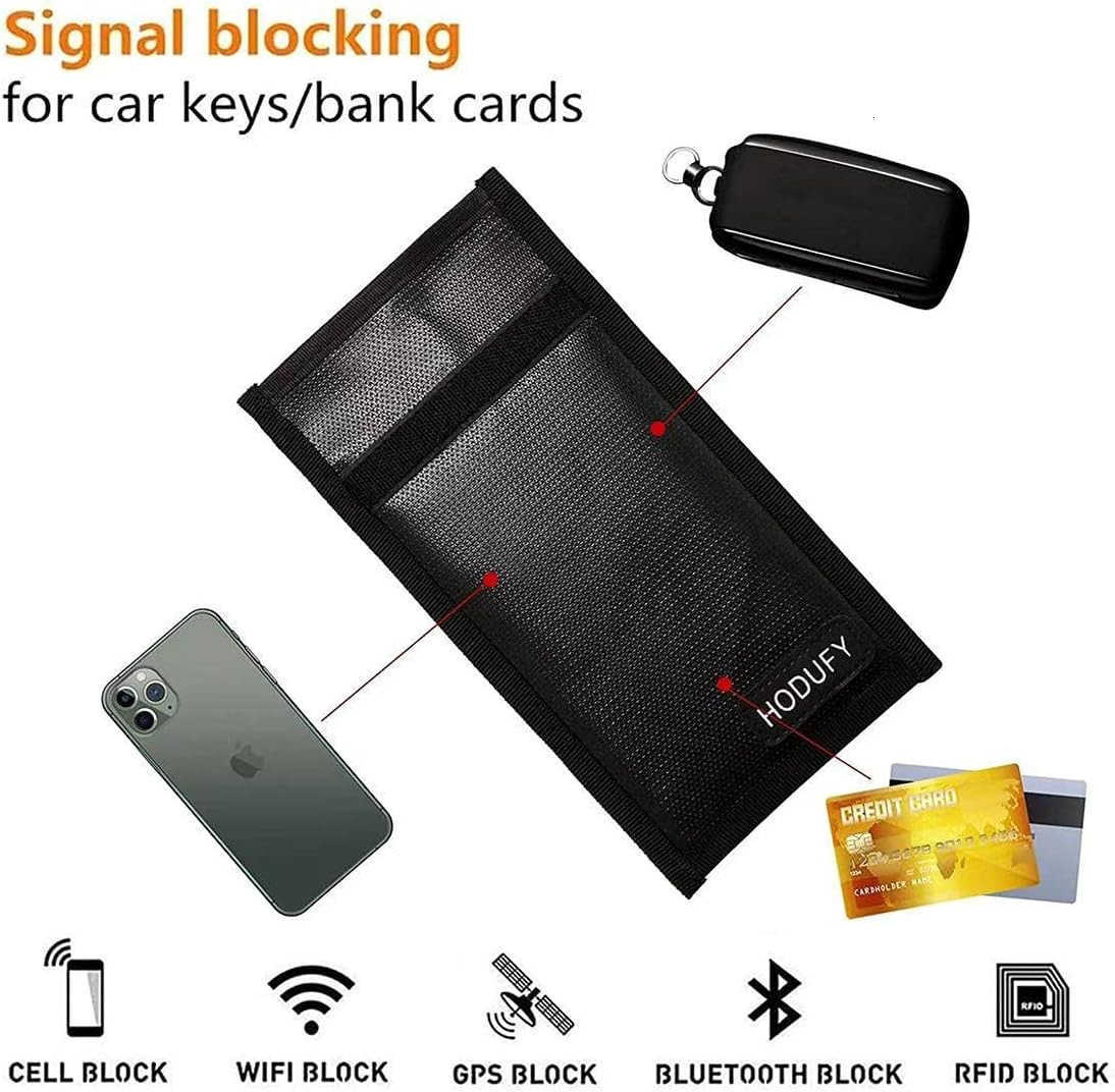 Bags for Key Fob 2 Pack 77 x 47 Inches Faraday Cage Protector Fireproof Waterproof Cell Phone Signal Jammer Signal Blocking Bag AntiTheft PouchW250910
