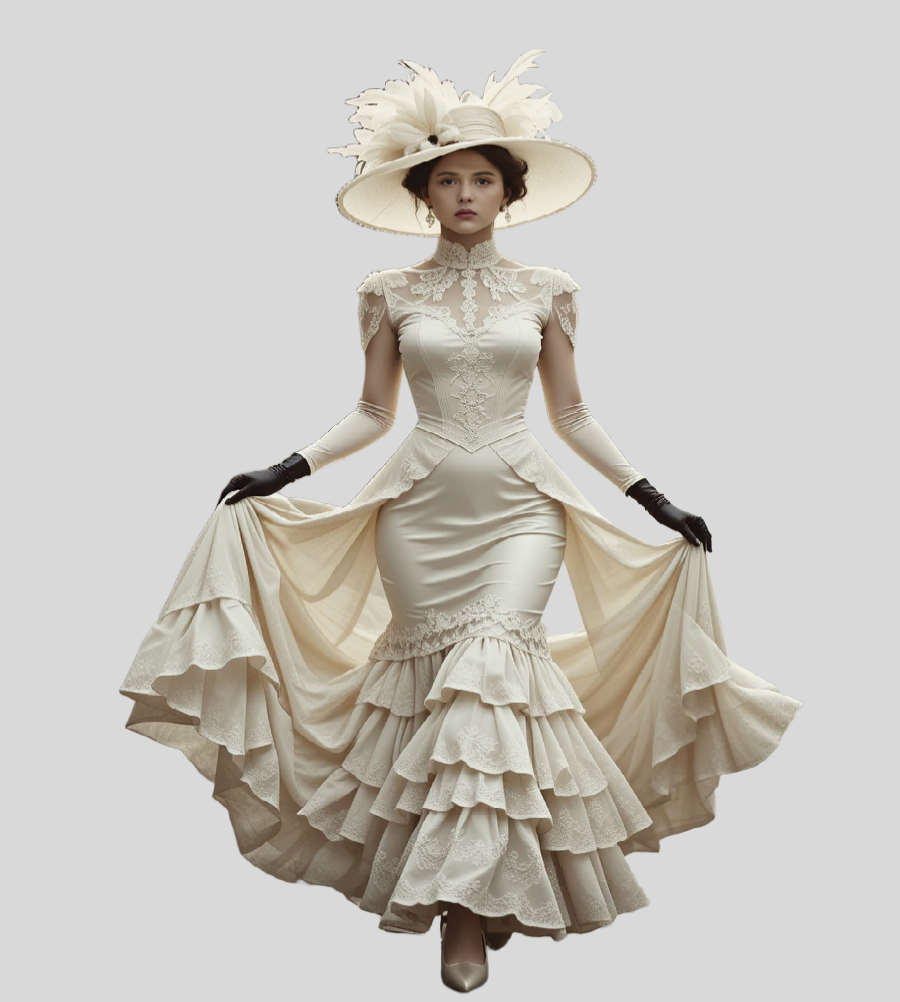 Elegant Victorian Medieval Wedding Dress 2025 Long Sleeve High Neck Mermaid Ruffles Lace Rococo Renaissance Bride Gown Vintage Vestio de Novias