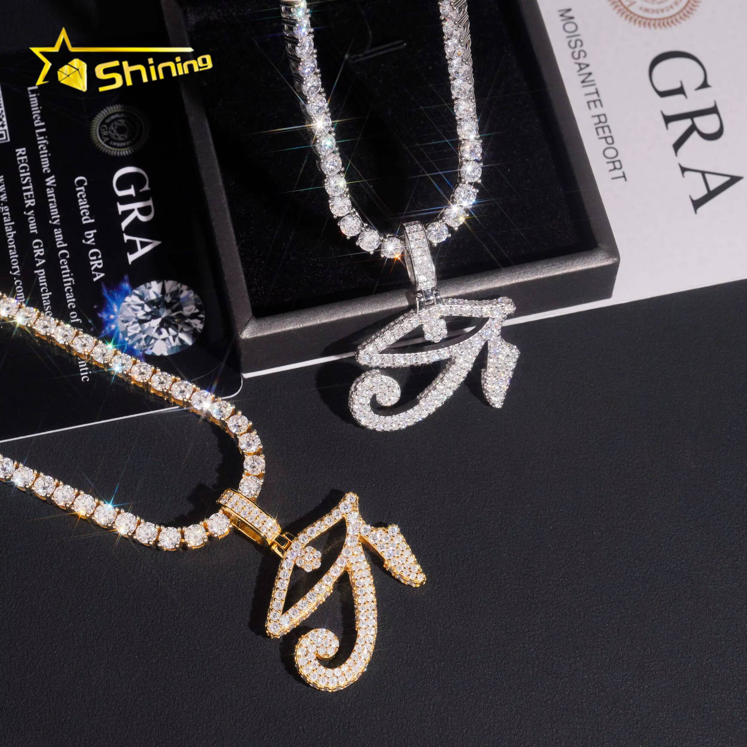 Fine Jewelry 925 Sterling Silver Moissanite Eye Design Hip Hop Pendant Custom Pass Diamond Tester Gold Plated Moissanite Pendant