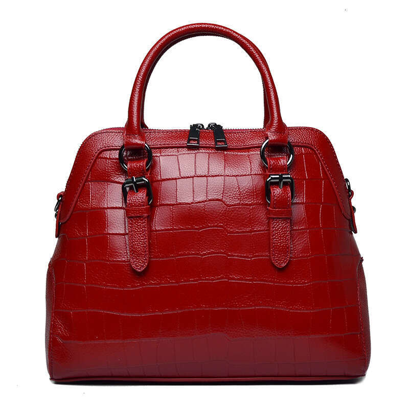 Genuine Leather Single Shoulder Crossbody Handbag Fashion Shell Crocodile Pattern Cowhide Large Women's Bag