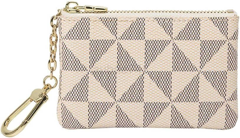 Leather Coin Purse for Women with KeyChain Small Zipper Change Purse coin Pouch Card Holder Wallet Clutch for Women MenWhiteZ250910