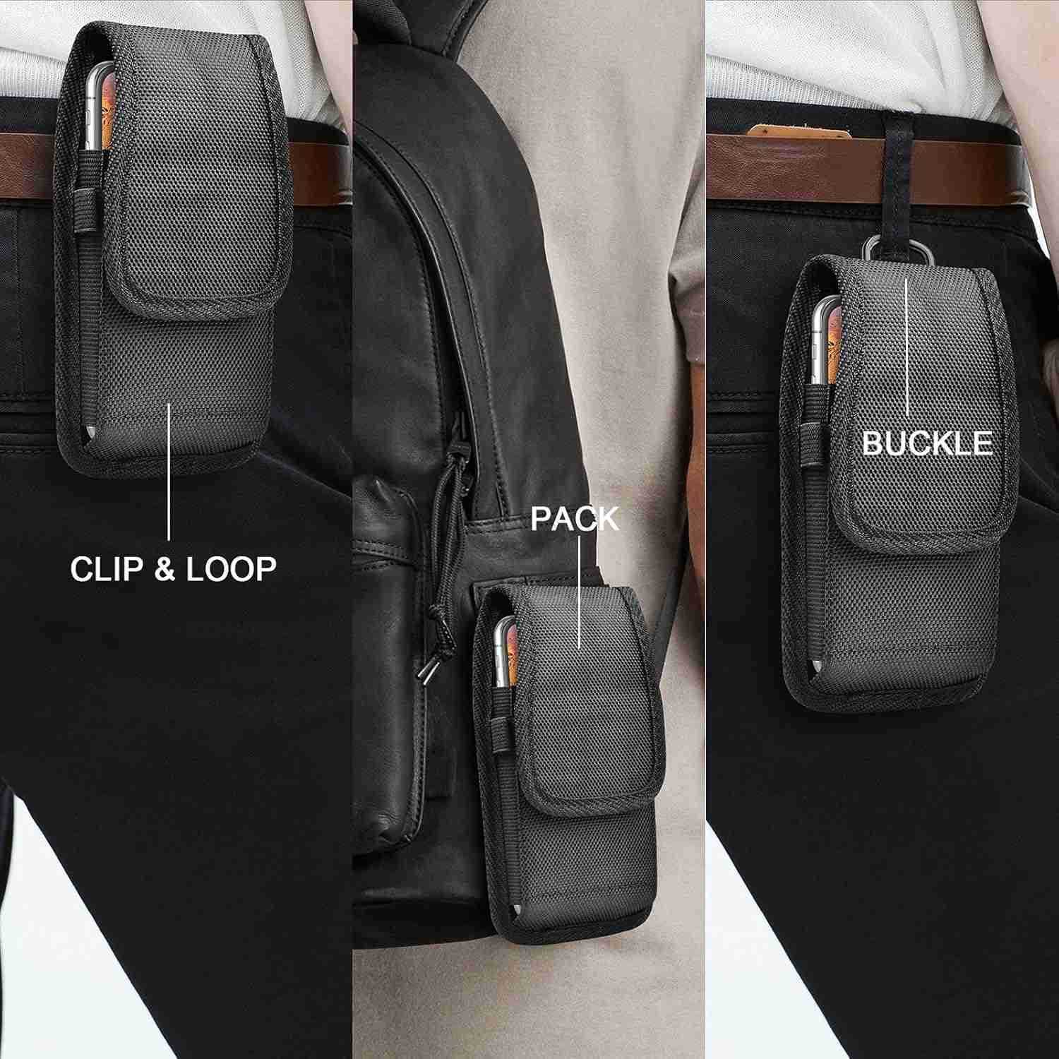 Holster Nylon Cell Phone Pouch Belt Holder Carrying Case with ClipBlack Z250910