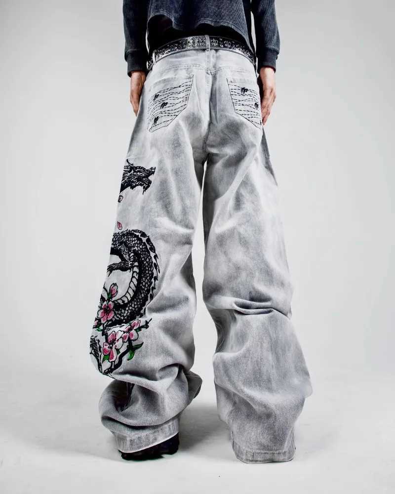 American Gothpunk Harajuku Fashion Oversized Washing Jeans Men Y2K Hiphop High Street Rock Vintage Loose Wideleg Pants Women Z250910