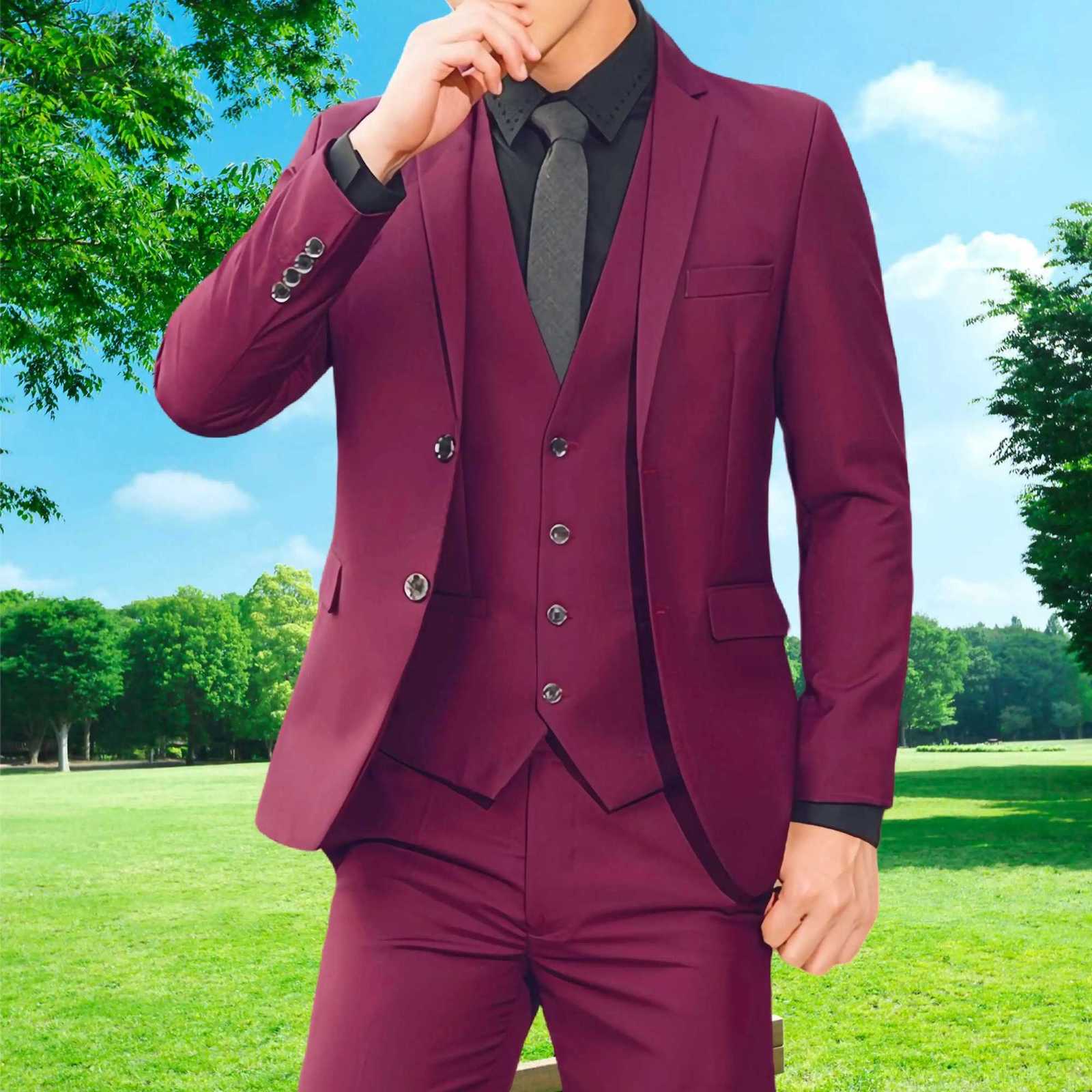 High Quality Wedding Groomsmen Suit 3 piece JacketVestpants Men Simple Business Elegant Fashion Job Interview Gentleman Suit W250910