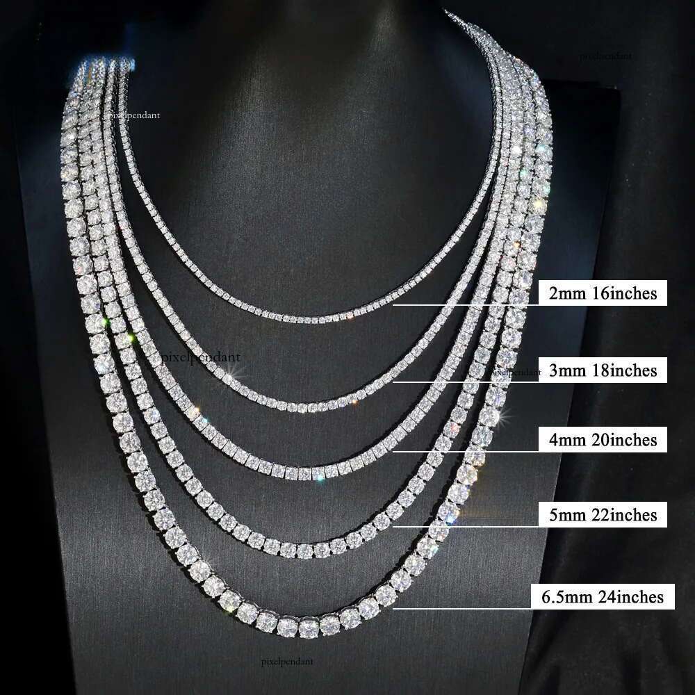 Designer jewelry 2mm-6.5mm Width VVS Moissanite Hip Hop Iced Out Fine Jewelry S Gold Plated Tennis Chain Necklace Bracelet With GRA