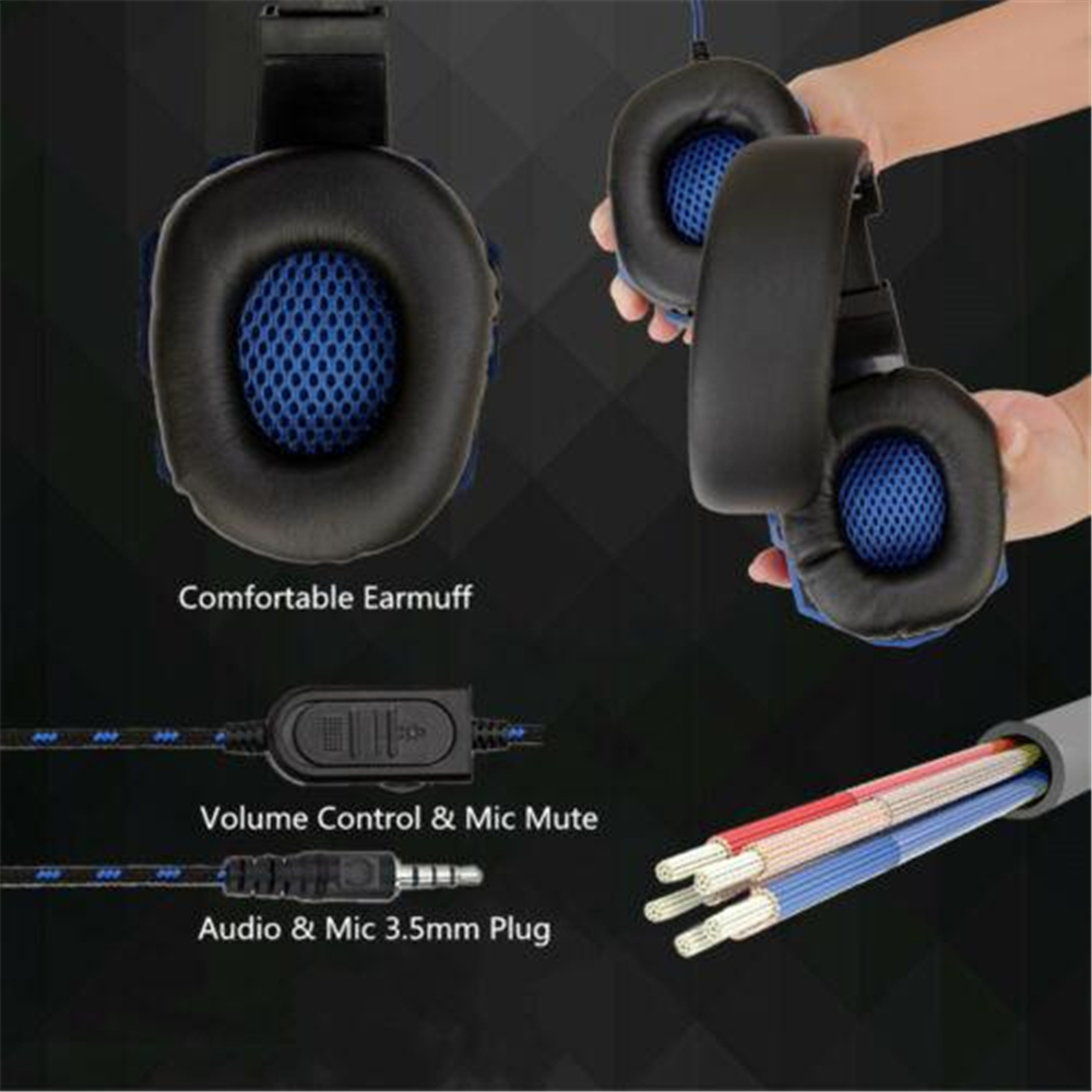 3-in-1 Wired Gaming Headset for PS4/PS5/Xbox/PC/Smartphone with Noise Cancelling Microphone, 120° Adjustable Over-Ear Headphones